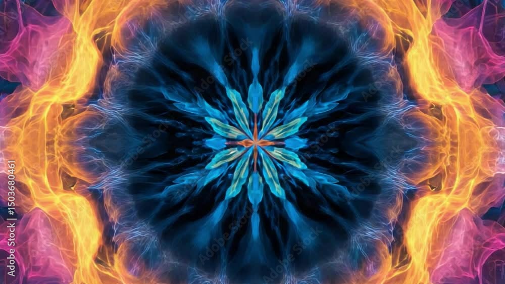 Poster vibrant kaleidoscope of colorful smoke patterns creating a hypnotic abstract art design for digital 