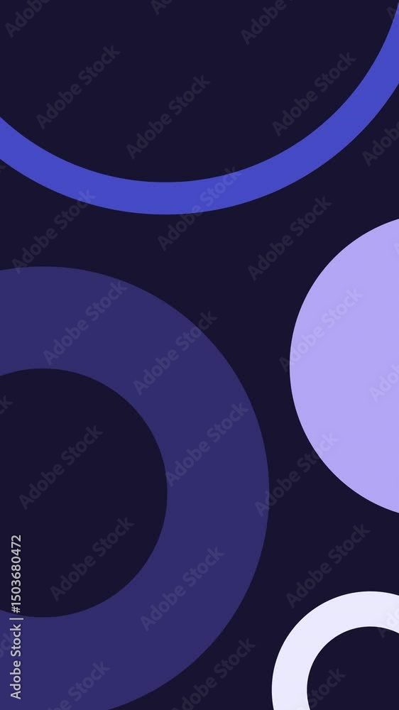Poster abstract geometric pattern with circles and half circles in various shades of blue
