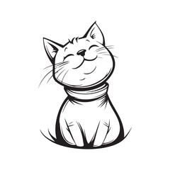 Vector illustration of a smiling cat, conveying happiness, friendliness, and playfulness, isolated on white background.