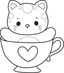 Lineart of a bunch of cute cat with various activities.
Outline ofkKawaii animal kitty for scrapbook and sticker.