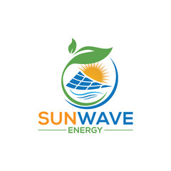 Modern Sunwave logo featuring a radiant sun merging with flowing wave lines, perfect for solar energy companies, coastal tech brands, and sustainable lifestyle businesses.
