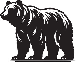 Fototapeta premium black and white bear, bear silhouette vector icon full body