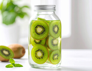 kiwi infused water in a bottle
