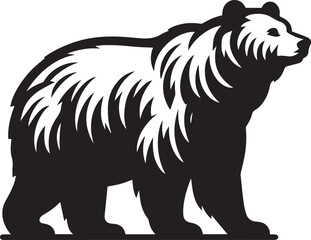 Fototapeta premium black and white bear, bear silhouette vector icon full body