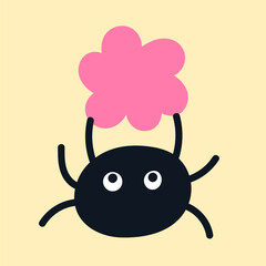 Vector illustration of a cute little spider. For children's notebooks design, clothing prints, web graphics, Halloween decor, greeting cards, branding and various products