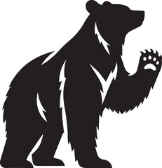black and white bear, bear silhouette vector icon full body