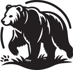Fototapeta premium black and white bear, bear silhouette vector icon full body