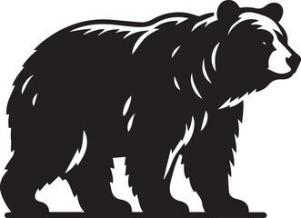 Fototapeta premium black and white bear, bear silhouette vector icon full body