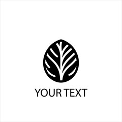 Coffee Bean Logo Vector – Minimalist Black Coffee Seed Icon on White Background