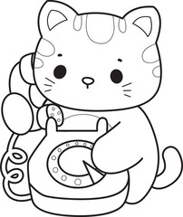 Outline of a bunch of cute cat with various activities.
Lineart of Kawaii animal kitty for scrapbook and sticker.