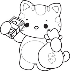 Outline of a bunch of cute cat with various activities.
Lineart of Kawaii animal kitty for scrapbook and sticker.