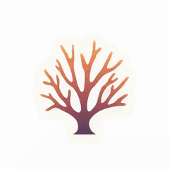 Naklejka premium Abstract Tree Illustration Gradient From Orange to Purple Isolated on White