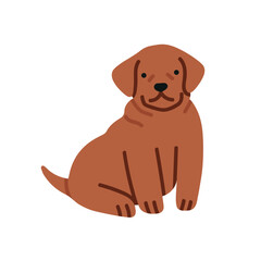 Illustration of Labrador dog, cute puppy. It can be used for pet-related marketing materials, educational content about breeds, prints, cards etc. Vector illustration isolated on white background.