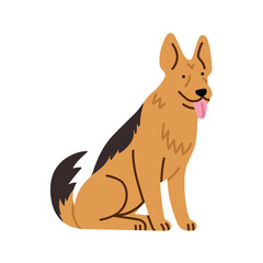 Illustration of German Shepherd dog. It can be used for pet-related marketing materials, educational content about breeds, prints, cards etc. Vector illustration isolated on white background
