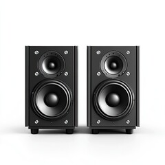 Fototapeta premium Two black stereo speakers, front view