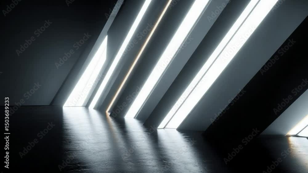 Poster abstract composition of light and shadow in modern architectural interior design spaces
