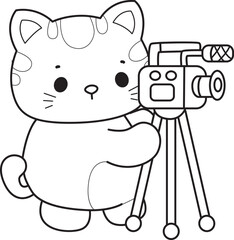 Outline of a bunch of cute cat with various activities.
Lineart of Kawaii animal kitty for scrapbook and sticker.