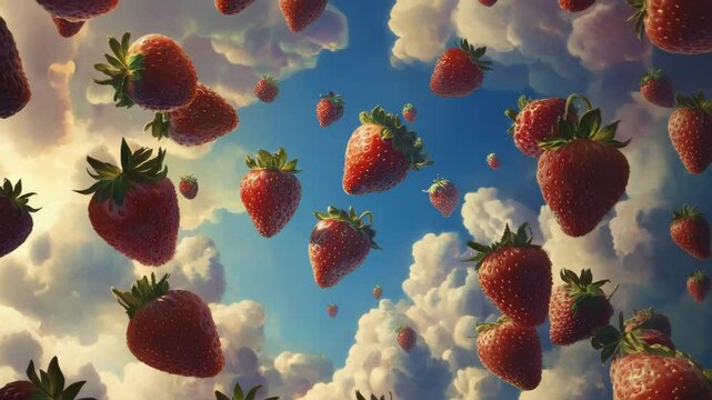 strawberries in the garden, sky