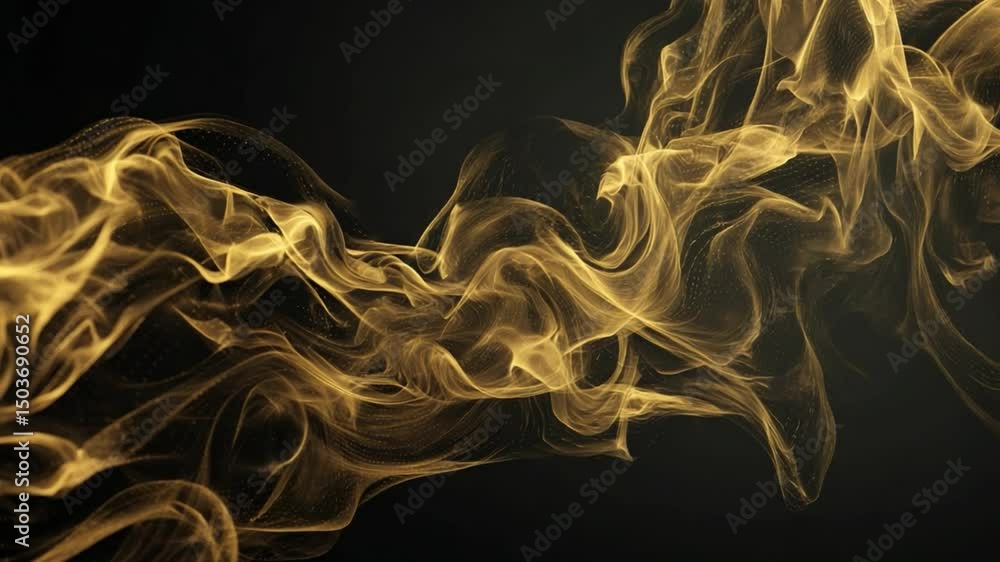 Wall mural abstract flowing smoke in elegant golden hues creating a dynamic and mystical visual experience