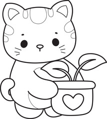 Outline of a bunch of cute cat with various activities.
Lineart of Kawaii animal kitty for scrapbook and sticker.