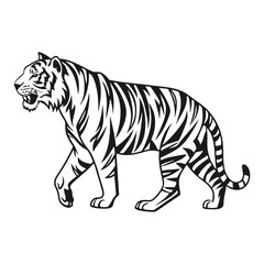 Bold Tiger Silhouette Vector Black and White Profile Graphic Design