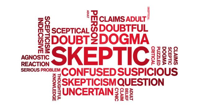 Skeptic animated word cloud;text design animation tag kinetic typography seamless loop.