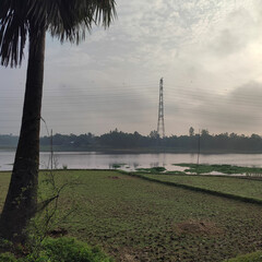 sunset over the river