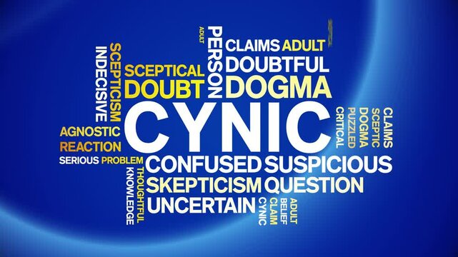 Cynic animated word cloud;text design animation tag kinetic typography seamless loop.