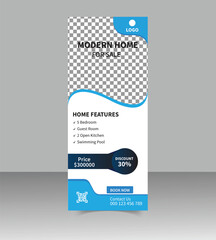 Modern Real Estate Roll-Up Banner Design Template for Property Promotion, Realtor Advertising, Open House Events, and Real Estate Agency Marketing Display Stand