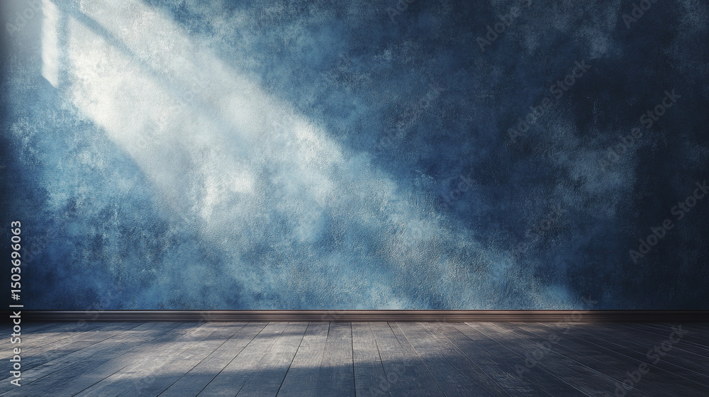 Aufkleber serene blue wall texture with soft light rays creating calming atmosphere