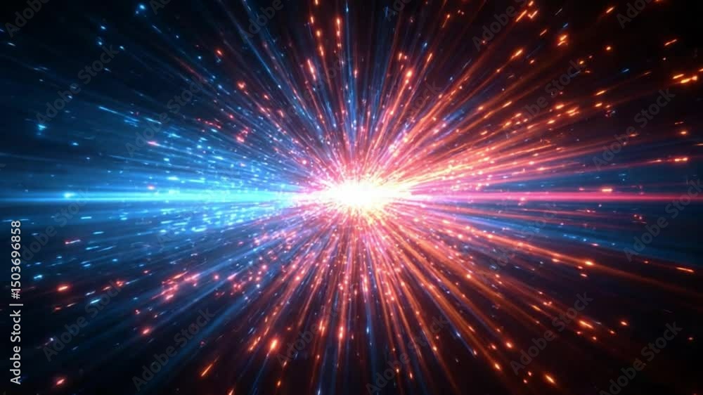 Poster dynamic explosion of light and color in a cosmic burst of energy and motion