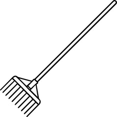 rake outline vector illustration, coloring book page line art