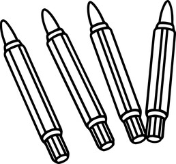 Set of felt pen outline vector and illustration, coloring book page