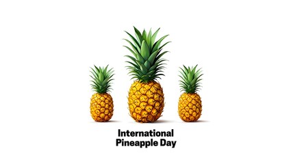 International pineapple day three pineapples on white