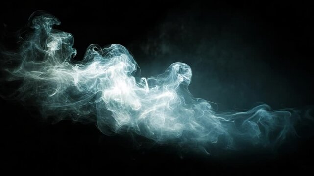 Ethereal Smoke Wisps in Dark Environment Creating Mysterious and Dreamy Atmosphere for Artistic Projects