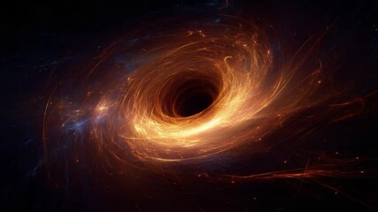Stunning Cosmic Black Hole with Fiery Accretion Disk and Galactic Background in Deep Space Imagery - Powered by Adobe