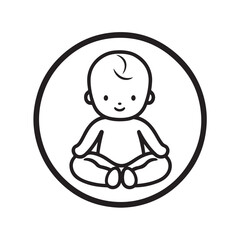 Vector icon of a toddler or baby figure, representing young children, early childhood, or childcare isolated on white background.