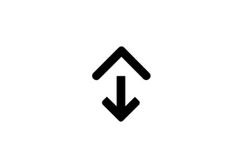 Black Up and Down Arrows on White Background. home minimalist icon vector transparent background
