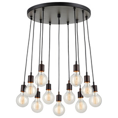 hanging cluster pendant light with varying bulb lengths
