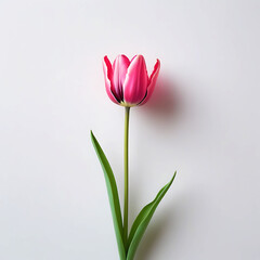 Radiant Pink Tulip Bloom  Isolated on Clean White Background