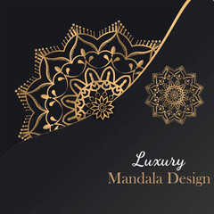 Golden Mandala Vector Design | Ornamental Line Art on Elegant Gradient Background