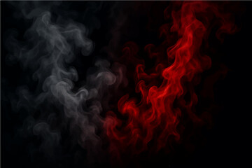 Abstract gray smoke red on black color abstract background.