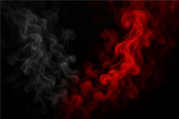 Abstract gray smoke red on black color abstract background.