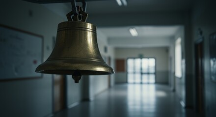 Obraz premium The School Bell Echoes Through the Empty Hallway, A Nostalgic Reflection