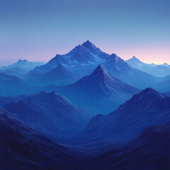 Obraz premium Mountains rise majestically under a clear blue sky.