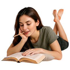  Woman Reading Book Casually
