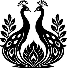 Peacock icon silhouette vector illustration, isolated on white