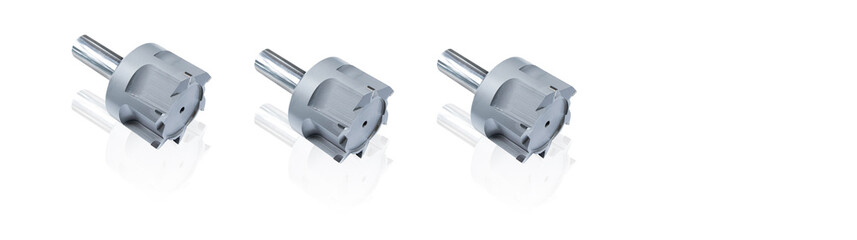 Special tool metalworking cutter made of steel and diamond for use in engineering workshops and fabrication environments, captured in studio lighting on white background to highlight industrial design