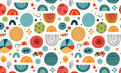 Surreal Symphony: Abstract Shapes & Colors in Harmonious Disarray Pattern