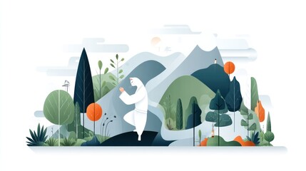 Person meditating in nature